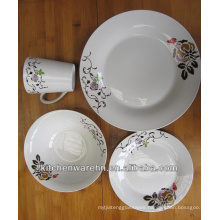 Haonai 16-Piece Dinnerware Set with Dinner Plates, Salad Plates, Mugs and Bowls with Customized Design